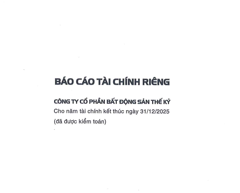 B&aacute;o c&aacute;o t&agrave;i ch&iacute;nh ri&ecirc;ng năm 2025 đ&atilde; được kiểm to&aacute;n